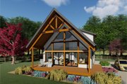 Cabin Style House Plan - 2 Beds 2 Baths 1011 Sq/Ft Plan #126-181 Exterior 