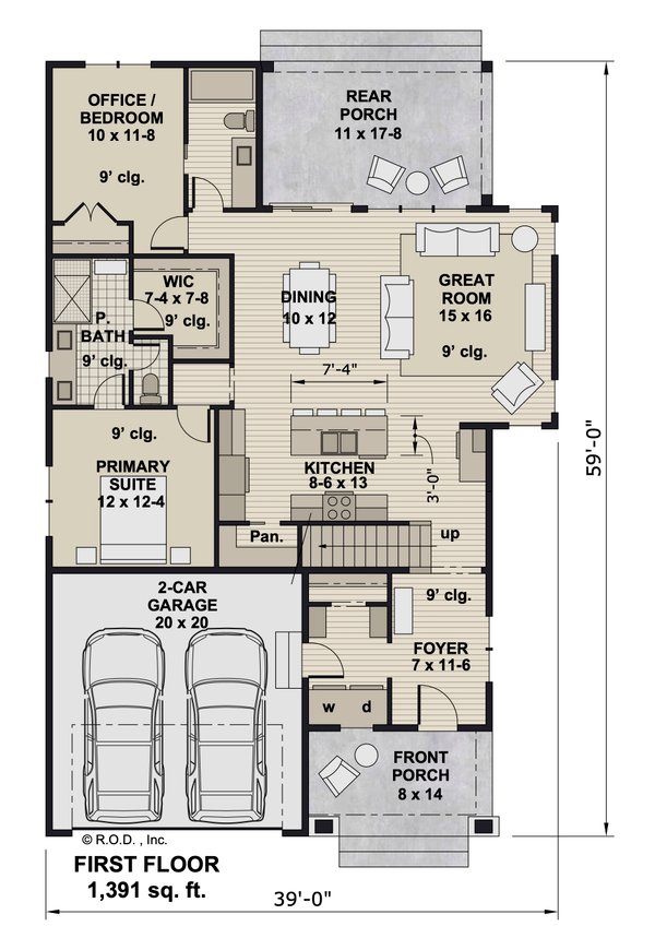 Craftsman Floor Plan - Main Floor Plan #51-1458