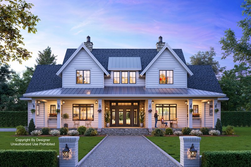 Farmhouse Style House Plan - 4 Beds 4.5 Baths 2743 Sq/Ft Plan #51-1149 Exterior