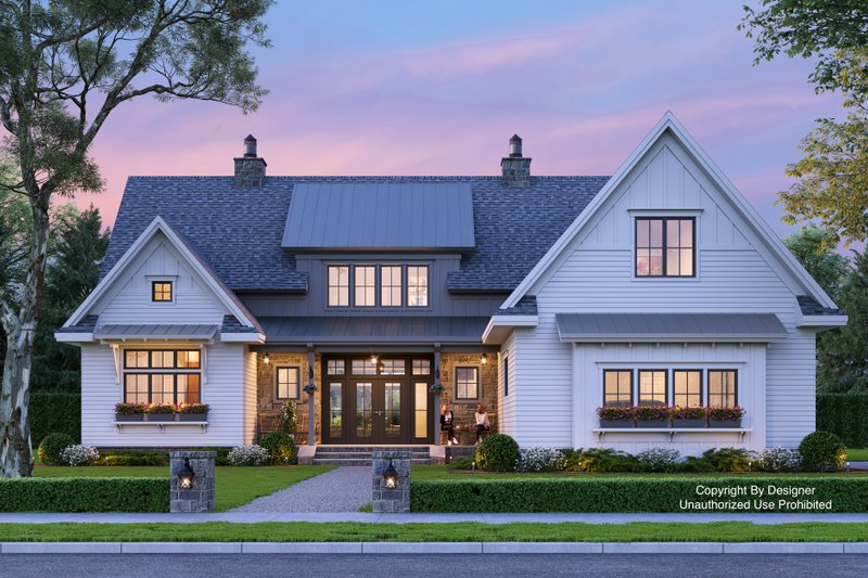 Farmhouse Style House Plan - 4 Beds 4 Baths 3319 Sq/Ft Plan #51-1156 Exterior