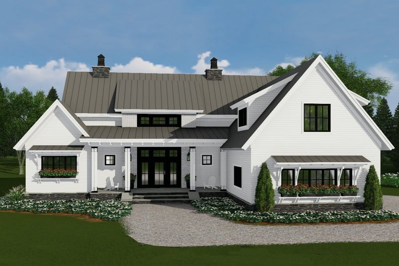 Farmhouse Style House Plan - 4 Beds 3.5 Baths 2528 Sq/Ft Plan #51-1130 Exterior
