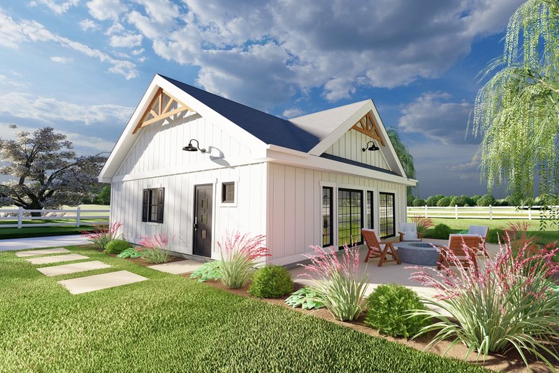 Farmhouse Style House Plan - 1 Beds 1.5 Baths 1024 Sq/Ft Plan #126-176 Exterior