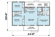 Farmhouse Style House Plan - 3 Beds 2 Baths 1035 Sq/Ft Plan #44-224 Floor 