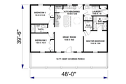 Farmhouse Style House Plan - 3 Beds 2 Baths 1416 Sq/Ft Plan #44-273 Floor 
