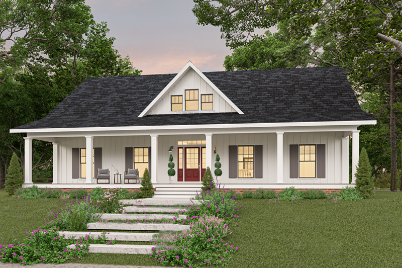 Traditional Style House Plan - 3 Beds 2 Baths 1611 Sq/Ft Plan #44-236 Exterior