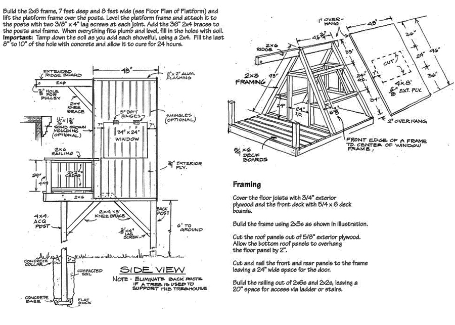 Construct an A-frame tree house in your backyard